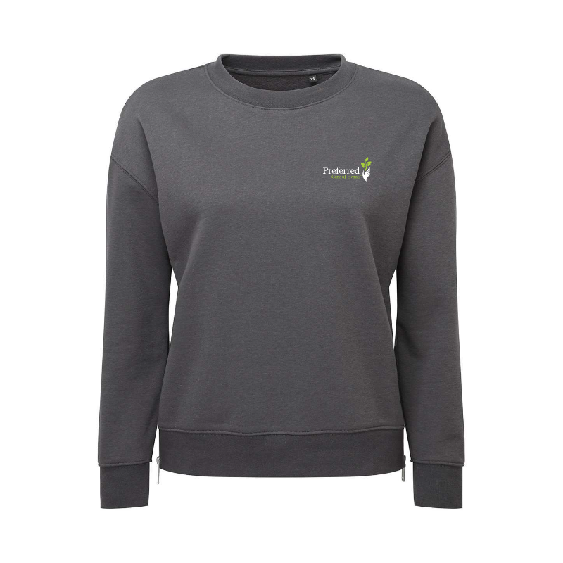 Side-Zip Crewneck Sweatshirt